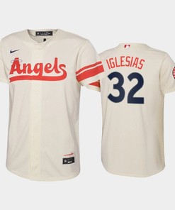 2022-23 City Connect Youth Los Angeles Angels Raisel Iglesias 32 Raisel Iglesias Jersey - Cream - Robokeg