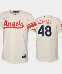 2022-23 City Connect Youth Los Angeles Angels Reid Detmers 48 Reid Detmers Jersey - Cream - Robokeg