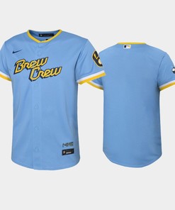 2022-23 City Connect Youth Milwaukee Brewers Jersey - Powder Blue - Robokeg
