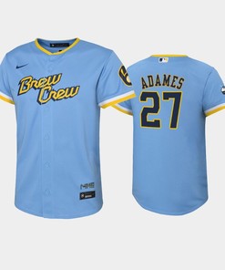2022-23 City Connect Youth Milwaukee Brewers Willy Adames 27 Willy Adames Jersey - Powder Blue - Robokeg