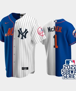 2022-23 Subway Series New York Mets 1 Jeff McNeil Split Royal White Jersey - Robokeg