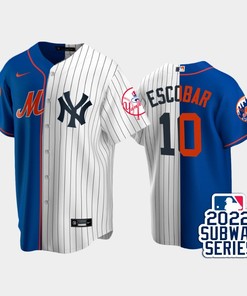 2022-23 Subway Series New York Mets 10 Eduardo Escobar Split Royal White Jersey - Robokeg