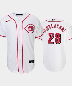 28 Anthony DeSclafani Youth Reds Home White Jersey - Robokeg