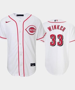 33 Jesse Winker Youth Reds Home White Jersey - Robokeg