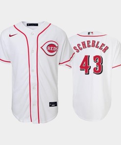 43 Scott Schebler Youth Reds Home White Jersey - Robokeg