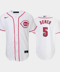 5 Johnny Bench Youth Reds Home White Jersey - Robokeg