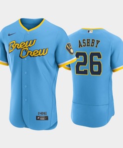 Aaron Ashby 26 2022-23 City Connect Milwaukee Brewers Jersey - Powder Blue - Robokeg