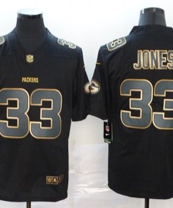Aaron Jones #33 Green Bay Packers Nfl Explosion Legendary Gold Black Jersey - Robokeg