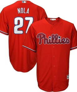 Aaron Nola Philadelphia Phillies Alternate Official Cool Base Player Jersey - Red - Robokeg