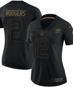 Aaron Rodgers Green Bay Packers Womens 2020 Salute To Service Limited Jersey - Black - Robokeg