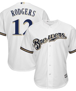 Aaron Rodgers Milwaukee Brewers Majestic Nfl X Mlb Crossover Cool Base Player Jersey White 2019 - Robokeg