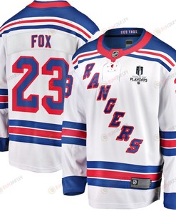Adam Fox 23 New York Rangers Stanley Cup 2023 Playoffs Patch Away Breakaway Men Jersey - White - Robokeg