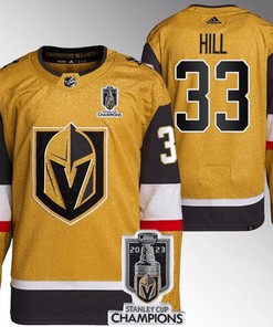 Adin Hill 33 Vegas Golden Knights 2023 Stanley Cup Champions Patch Breakaway Home Jersey - Gold - Robokeg