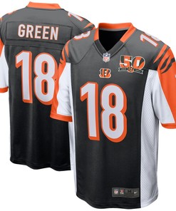 A.j. Green Cincinnati Bengals Nike 50th Anniversary Patch Game Jersey - Black - Robokeg