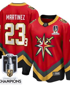 Alec Martinez 23 Vegas Golden Knights 2023 Stanley Cup Champions Patch Reverse Editon Jersey - Red - Robokeg
