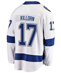 Alex Killorn 17 Tampa Bay Lightning Stanley Cup 2023 Playoffs Patch Away Breakaway Men Jersey - White - Robokeg