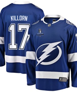 Alex Killorn 17 Tampa Bay Lightning Stanley Cup 2023 Playoffs Patch Home Breakaway Men Jersey - Blue - Robokeg
