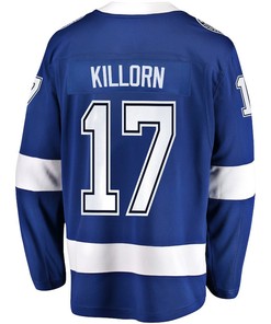 Alex Killorn 17 Tampa Bay Lightning Stanley Cup 2023 Playoffs Patch Home Breakaway Men Jersey - Blue - Robokeg