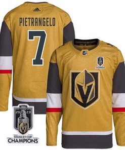 Alex Pietrangelo 7 Vegas Golden Knights 2023 Stanley Cup Champions Patch Breakaway Home Jersey - Gold - Robokeg