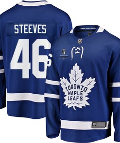 Alex Steeves 46 Toronto Maple Leafs Stanley Cup 2023 Playoffs Patch Home Breakaway Men Jersey - Blue - Robokeg