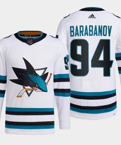 Alexander Barabanov 94 San Jose Sharks White Jersey 2022-23 Away Primegreen - Robokeg