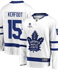 Alexander Kerfoot 15 Toronto Maple Leafs Stanley Cup 2023 Playoffs Patch Away Breakaway Men Jersey - White - Robokeg