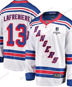 Alexis Lafreniere 13 New York Rangers Stanley Cup 2023 Playoffs Patch Away Breakaway Men Jersey - White - Robokeg