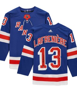 Alexis Lafreniere New York Rangers Upper Deck Autographed Blue Jersey With Nhl Debut 1/14/21 Inscription - Limited Brandedition Of 113 - Robokeg