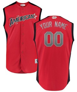 American League Majestic 2019 Mlb All-star Game Workout Custom Jersey Red/navy - Robokeg