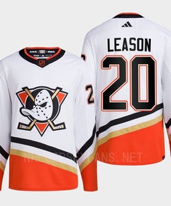 Anaheim Ducks 2022 Reverse Retro 2.0 Brett Leason 20 White Primegreen Jersey Men's - Robokeg