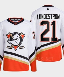 Anaheim Ducks 2022 Reverse Retro 2.0 Isac Lundestrom 21 White Primegreen Jersey Men's - Robokeg