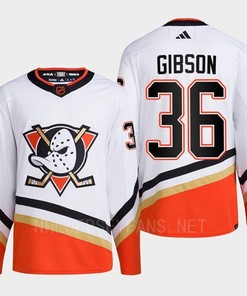 Anaheim Ducks 2022 Reverse Retro 2.0 John Gibson 36 White Primegreen Jersey Men's - Robokeg