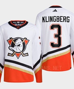 Anaheim Ducks 2022 Reverse Retro 2.0 John Klingberg 3 White Primegreen Jersey Men's - Robokeg