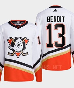 Anaheim Ducks 2022 Reverse Retro 2.0 Simon Benoit 13 White Primegreen Jersey Men's - Robokeg