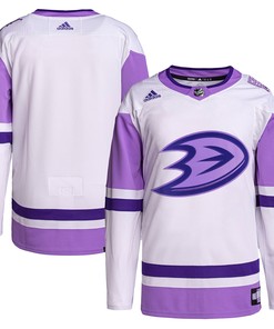 Anaheim Ducks Adidas Hockey Fights Cancer Primegreen Authentic Blank Practice Jersey - White/purple Nhl - Robokeg
