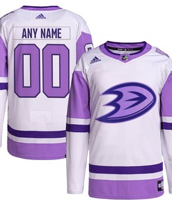 Anaheim Ducks Adidas Hockey Fights Cancer Primegreen Authentic Custom Jersey - White/purple Custom Jerseys Nhl - Robokeg