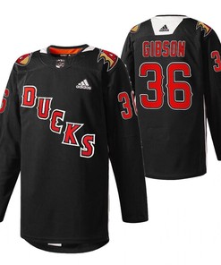 Anaheim Ducks John Gibson 2022 Angels Night Black 36 Jersey Practice Jersey - Robokeg