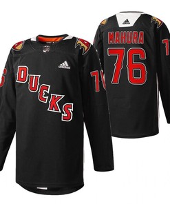 Anaheim Ducks Josh Mahura 76 2022 Angels Night Practice Black Jersey Jersey - Robokeg