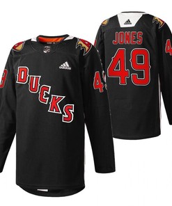 Anaheim Ducks Max Jones 2022 Angels Night Black 49 Jersey Practice Jersey - Robokeg