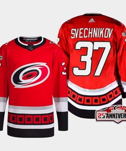 Andrei Svechnikov 37 Carolina Hurricanes Red Jersey 2022-23 Third 25th Anniversary - Robokeg