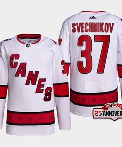 Andrei Svechnikov 37 Carolina Hurricanes White Jersey 2022-23 Away 25th Anniversary - Robokeg
