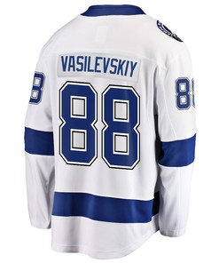 Andrei Vasilevskiy 88 Tampa Bay Lightning Stanley Cup 2023 Playoffs Patch Away Breakaway Men Jersey - White - Robokeg