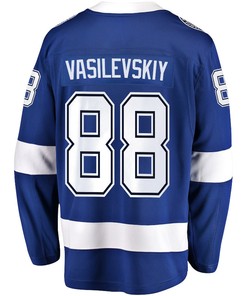 Andrei Vasilevskiy 88 Tampa Bay Lightning Stanley Cup 2023 Playoffs Patch Home Breakaway Men Jersey - Blue - Robokeg