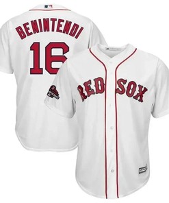 Andrew Benintendi Boston Red Sox 2018 World Series Champions Team Logo Player Jersey - White - Robokeg