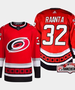 Antti Raanta 32 Carolina Hurricanes Red Jersey 2022-23 Third 25th Anniversary - Robokeg