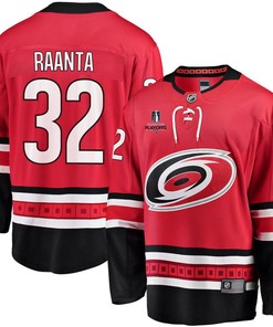 Antti Raanta 32 Carolina Hurricanes Stanley Cup 2023 Playoffs Patch Home Breakaway Men Jersey - Red - Robokeg