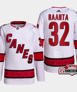 Antti Raanta 32 Carolina Hurricanes White Jersey 2022-23 Away 25th Anniversary - Robokeg
