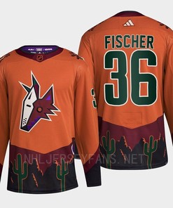 Arizona Coyotes 2022 Reverse Retro 2.0 Christian Fischer 36 Orange Primegreen Jersey Men's - Robokeg