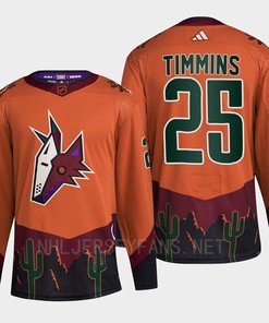 Arizona Coyotes 2022 Reverse Retro 2.0 Conor Timmins 25 Orange Primegreen Jersey Men's - Robokeg