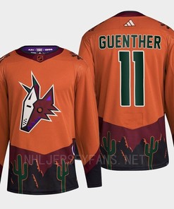Arizona Coyotes 2022 Reverse Retro 2.0 Dylan Guenther 11 Orange Primegreen Jersey Men's - Robokeg